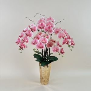 แจกันดอกไม้ประดิษฐ์ขนาดใหญ่ กล้วยไม้ปลอมพร้อมแจกันทรงสูง ดอกไม้ปลอมพร้อมแจกันตกแต่งบ้าน