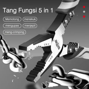 Tang fungsi 5 in 1 Tang Pliers Tukang Listrik Multifungsi Tang Jaring-hidung Tang Penjepit Kawat Baja Khusus Tang Pengupasan Kawat Artefak Pengupasan Kawat