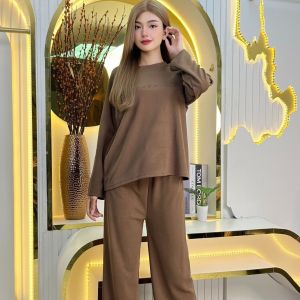 ชุดเซ็ทแฟชั่นผู้หญิง คอกลม ผ้าลินิน เสื้อปั้มลายอักษรหน้าอก ฟรีไซส์ อก44เอว24-36 ส่งเร็ว ราคาถูก TZ9708