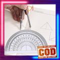 AI-A108 Penggaris 180 Half Circle / Busur Derajat Plastik Transparan Plastic Protractor 180 Derajat. 