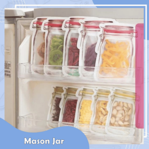 ( 1 PCS ) MASON Jar ZIP KANTONG PLASTIK KLIP MOTIF TOPLES Wadaj MAKANAN SNACK BUMBU ZIPPER BAG