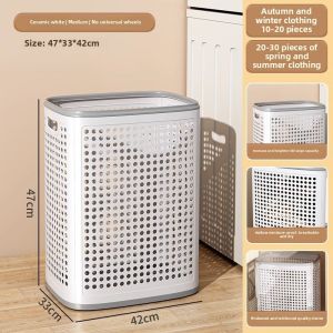 ตะกร้าใส่ผ้า60L ใหญ่พิเศษมีล้อและตะกร้าแขวน-ถังเก็บที่เก็บเสื้อผ้าพับได้สำหรับห้องนอน/ห้องน้ำดีไซน์ให้งานหนักพับได้พร้อมฝาพับเหมาะสำหรับการจัดระเบียบเสื้อผ้าและของเล่นตามฤดูกาล