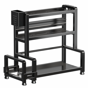 KLICKKRATE 2/3 ชั้น ชั้นวางเครื่องเทศ หลายฟังก์ชัน ไม่เป็นสนิม ชั้นวางเครื่องปรุง ทนทาน ชั้นวางของในครัว สำหรับการจัดเก็บในครัว