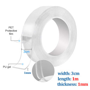 【✅SG stock】1/2mm Thick Double Sided Tape Reusable Nano Tape Waterproof Adhesive Tape Multi Purpose Traceless Adhesive Tape adhesive Transparent Tapes Glue Nano Tape Multifunctional Double-Sided Adhesive