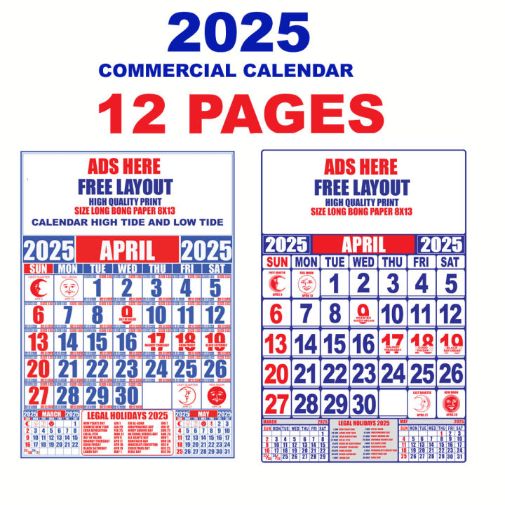 Customized 2025 High Tide/Low Tide Commercial Calendar Kalendaryo