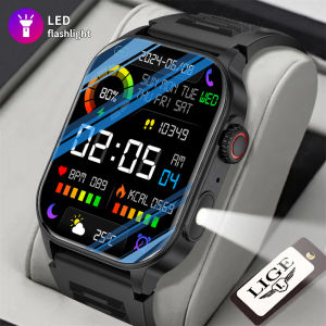 LIGE Smart Men Watch Outdoor Flashlight Military Watch Heart Rate Waterproof Sport Fitness Watches Bluetooth Call Smart Watch Men For Android IOS