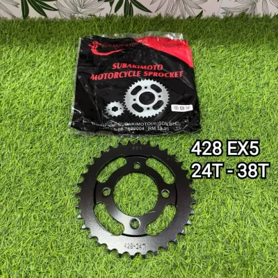 (428) (SUBAKIMOTO) EX5 WAVE100 SPORT RIDER125 SPORT BONUS /KRISS MR2 / KRISS MR3 SPROCKET BLACK MOTOSIKAL