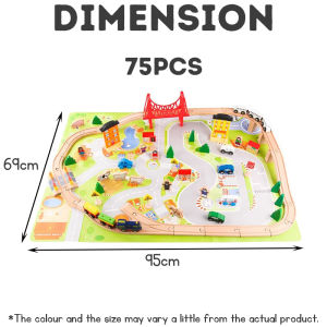 Childrens Wooden Toy Train Track Set kids train track toy Virtual Traffic City