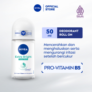 NIVEA Deodorant Roll On Brightening Happy Shave 50ml - Deodoran wanita mencerahkan mencerahkan brightening ketiak halus mulus mengurangi iritasi setelah bercukur - Vitamin C Pro-vitamin B5 Aloe vera 0% alkohol cocok semua jenis kulit