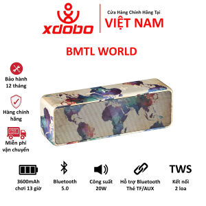 Loa bluetooth Xdobo World công suất 20W Hỗ trợ nghe nhạc thẻ TF pin 3600nAh - Bảo hành chính hãng 12 tháng