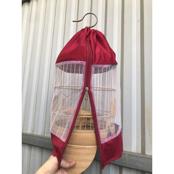 Áo lồng chim khuyên lưới vải đỏ, có khoá. Phụ kiện lồng chim Main86