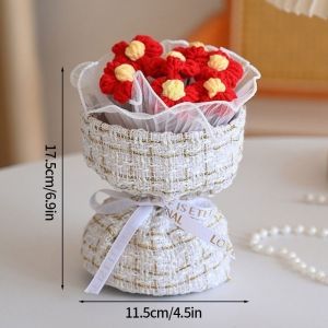 Creative Handmade Knitted Flowers Teachers Day Mothers Day Gift Valentines Day Eternal Flower Bouquet Girl Boy Birthday Gift