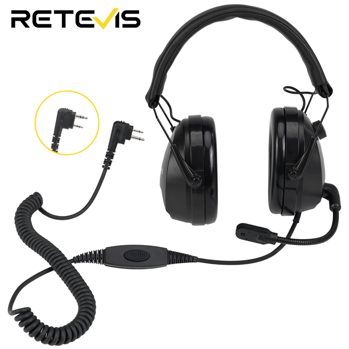 Retevis EHK012 EHM002 Over-the-Head Noise Reduction Headset for