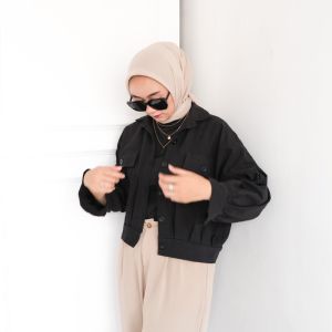 [NEW] JAKET CROP LINEN - QARA SHIRT CROP - OUTER JAKET CROP LINEN KOREAN STYLE HITS OOTD SELEBGRAM FASHION GROSIR MURAH WANITA TERKINI - KANZANA LINEN POCKET OUTER - OUTER CROP LINEN