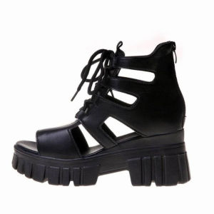 New All-match High-heeled Thick-soled Sandals Wedge Sandals Summer Hollowed-out Breathable Thin Roman Sandals Womens Shoes
