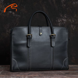 NUPUGOO Business Mens Briefcase Genuine Leather High Capacity Handbag Casual Crossbody Bag Removable Handle For 16 Inch Laptop