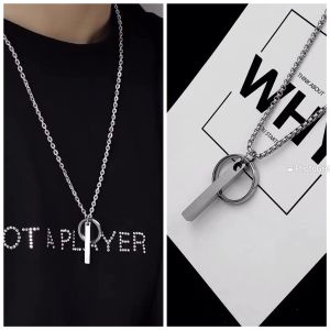 Kalung Titanium Pria Terbaru Anti Karat Dan luntur Model Balok Cincin