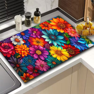 Flower Dish Drying Mat Kitchen Absorbent pad diatomite place mat Tableware drying mat