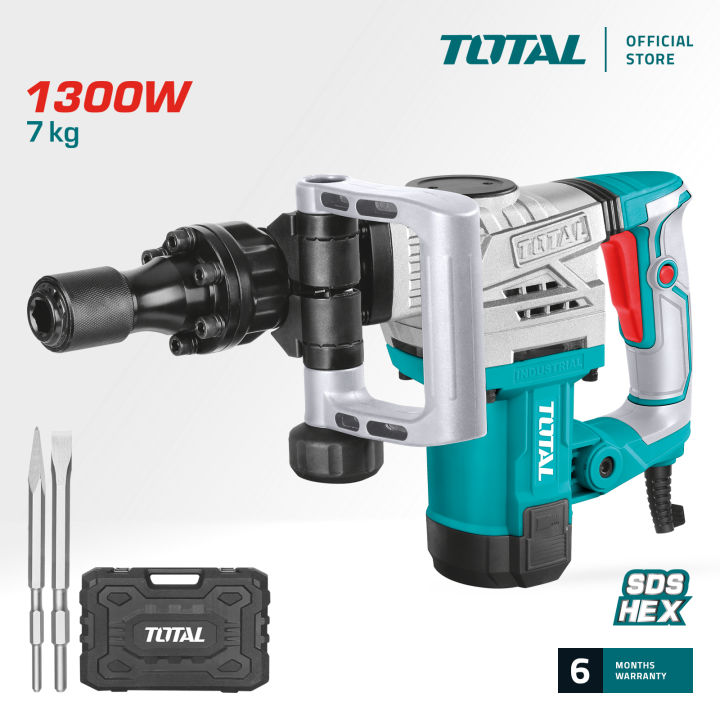 TOTAL Demolition Breaker (1300W, 20J), incl. 2 pcs Chisel Bit + Oil
