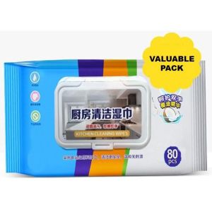 Kitchen Wipes 80PCS Disposable Kitchen Wet Tissue Cleaning Degreasing Tisu Dapur Tisu Basah Dapur 廚房清潔濕巾