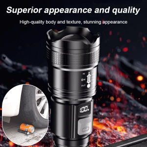 Flashlight Strong Light Rechargeable Long Battery Life Home Outdoor Spotlight Portable Super Bright Xenon Lighting Camping Light Long-Distance Shooting户外强光手电筒