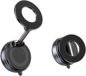 Jikasho Vacuum Magnetic Car Phone Holder for Magsafe Hands-Free 360 ° Adjustable Suction Cup Phone Mount for Car/Gym/Mirror/Smooth Surface Compatible with iPhone & Android (Black)