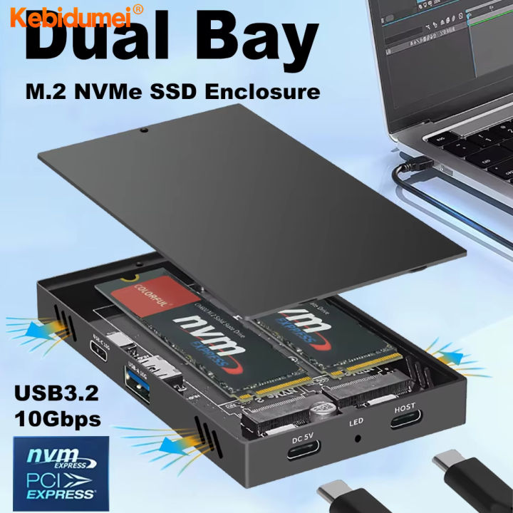 Kebidumei 4TB IN Docking Station Dual Bay NVME SSD