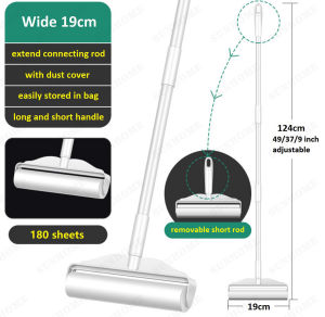 Cleaning Roller Removing Hair Sticky Mop Extendable Handle Cleaner Hair Sticky Paper Roller 120 Sheets for Lint Dust