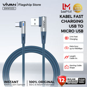Kabel Data Fast Charging Micro USB VIVAN Gaming Siku 2.4A 100CM - Garansi Resmi 1 Tahun - BWM100S