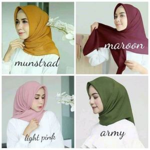 (PROMO) 3PCS HIJAB POLOS SEGIEMPAT RANDOM (ACAK)