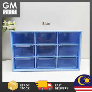 GMSHOP 9 Grids Drawer Storage Box Plastic Jewelry Stationeries Accessories Container Organizer Household Desktop Stackable Mini Drawer