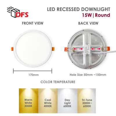 [BUY 3 FREE 1] DFS Led SG Stock Recessed Downlight 6W 8W 15W 20W Adjustable/Tri-Tone/3000k/4000k/6000k