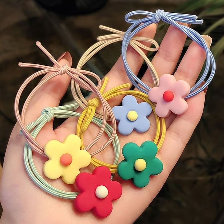 [HCM](Set 5 sợi) Dây buộc tóc cột tóc nữ và bé gái hoa mai CT15T -MiniMiu