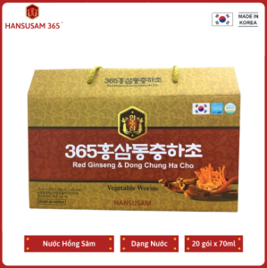 Nước Hồng Sâm Đông Trùng Hạ Thảo 365 Hansusam (Hộp 20 gói x 70ml).