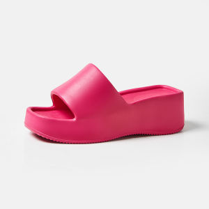 [Free Shipping] 6cm Thick-Soled Slippers for Outdoor Wear EVA Korean Style Womens Shoes One-Strap Wedge Sandals Slippers