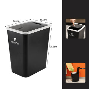 TIMSOT 16L Trash Can Rectangular Household with Lid Kitchen Classification Press-type Bathroom Living Room Trash Bin