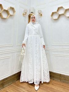 Gamis Luthfi Terbaru Elegan Broken White Mewah