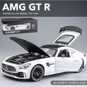 【WJ】Simulation 1:24 Benz MB AMG GTR alloy diecast car model with sound and light pull back car toy for kids boy children  toy car  collection gift