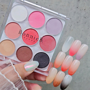 [ BonnieB ] Bảng phấn Ombre nails cao cấp tông màu Pink tao hiệu ứng nail chuyển màu cực đẹp với 1 khay 9 màu
