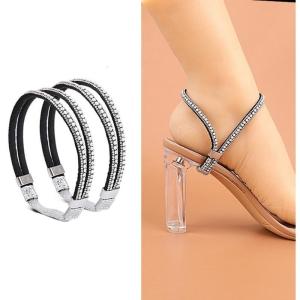 1 Pair Women’s High Heel Rhinestones Shoelaces Adjustable Antiskid Ankle Straps Shoe Belt Straps for Enhances Stability