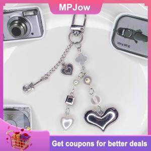 【MPJow】 Ins Style Metal Love Key Chain Bowknot Phone Pendant Headphone Case Charms Bag Decor Car Key Ring