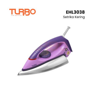 Turbo Setrika Listrik Anti Lengket | Dry Iron Low Watt EHL 3038 Setrikaan Gosokan Baju Tapak Licin