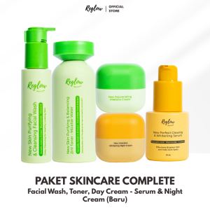 REGLOW Skincare Skin Treatment GLOWING SKIN Mencerahkan Kulit Kusam Menghilangkan Komedo Memudarkan Bekas Jerawat Mengatasi Flek Hitam Skincare Dr. Shindy Isi Cream 2in1 Facial Wash Toner Serum Night Cream
