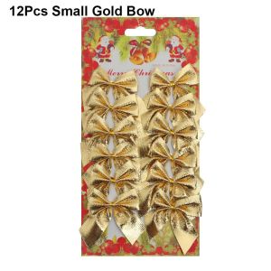 YESHE 12pcs Mini Craft Home Decor Party Decoration Wedding Supplies Bowknot Xmas Ornament Christmas Tree Hanging