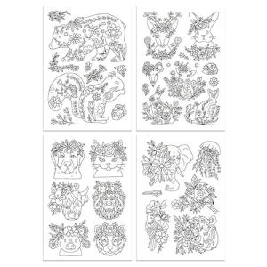 4Pcs Water Soluble Stabilizer for Embroidery Water Soluble Adhesive Embroidery Transfer Paper with Pre-Printed Pattern