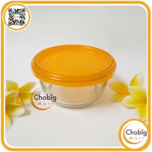 CHOBIG Mangkuk Kaca 400ml Tutup Elegant Mangkok Salad Buah Puding Sayur SRB