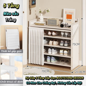 Kệ Giày 5 Tầng Gấp Gọn BOOTSTAND DESIGN Có Rèm Che Chống Bụi Không Cần Lắp Đặt - EuroHome