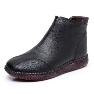 Ladies Fashion Boots  Safe Walking Elderly Winter Plush Boots For Women Sport Shoes Female Mom Genuine Leather Ankle Shoes YCLAN