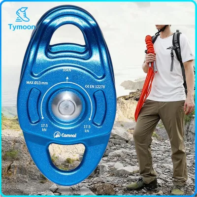 Perfeclan Double Rope Pulley Block Heavy Duty Climbing Pulley for Outdoor Lifting Rappelling Tree Arborist Rope Equipment