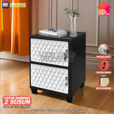 AKako BILPIN Lemari Plastik Pakaian Laci Swing Akako Catur Diamond Lemari Serbaguna dengan kunci